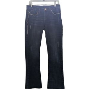 Rock & Republic Blue Denim Boot Cut  "Kasandra" Jeans w/Gold Studs Size 8M EUC